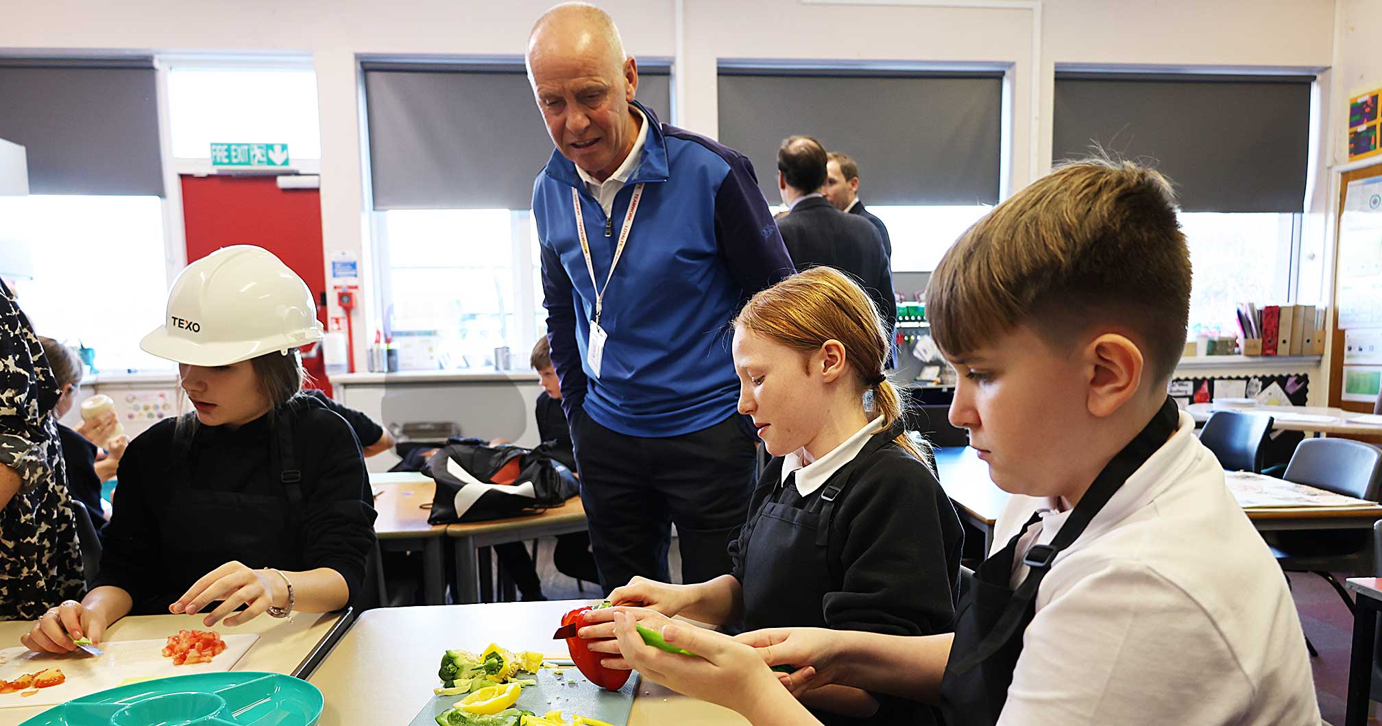 Jim Sutherland, New Chairman of the Foundation visiting Kirkhill Primary School